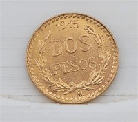 1945 Dos Pesos Gold Coin