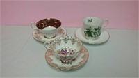 3 Beautiful Paragon Tea Cups & Saucers