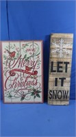 2 Wooden Christmas Wall Signs 16x24" & 26x8"