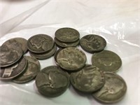 15 Silver War Nickels