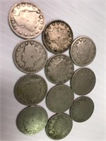 11 Assorted Date V-Nickels