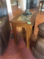 pair of tile top end tables, 16x26x25