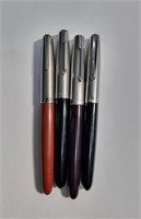 FOUR PARKER FOUNTAIN PENS 14K NIB