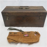 Tool Box & Nail Bag - wood / dovetail - Vintage