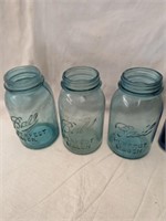 3 Blue Ball Quart Jars