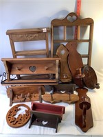 Assorted Wooden Shelves & Decor