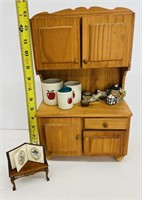 Vintage Doll House Cabinet w/ Accessories