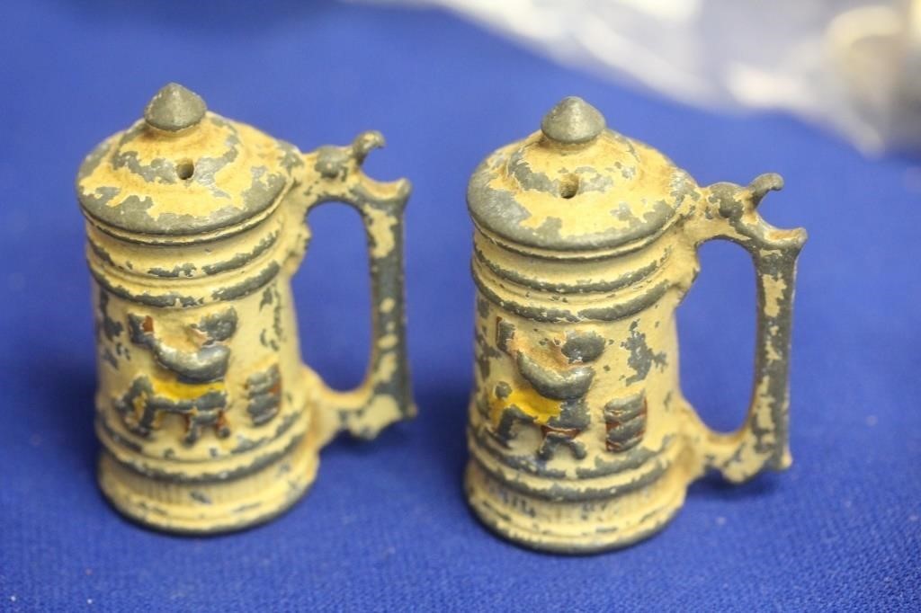 Vintage Cast Iron Stein Salt and Pepper Shakers