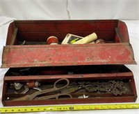 Vintage Metal Tool box with Various Tools