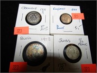 4-- SILVER FOREIGN COINS