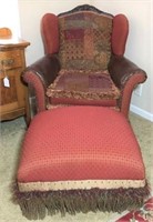 Burgundy and Bronze Leather Armchair