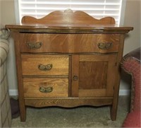 Three Drawer Wood Entry Table