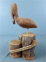 Wood Pelican Decor