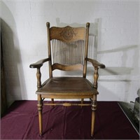 Pressed back antique oak chair.