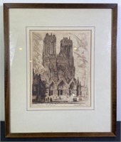 Rheums Cathedral Etching Signed By Pierre Nuyttens