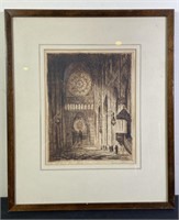 Rose Window Etching Signed By Pierre Nuyttens