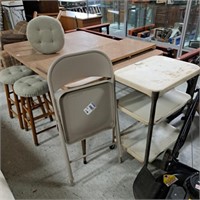 Kitchen Table, Metal Cart, Folding Chair