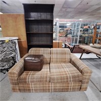 Loveseat Hide-A-Bed, Bookcase, Footstool