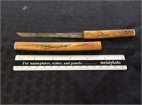 Vintage Japanese Knife Wooden Handle Sheath