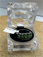 Sterling Silver .925 Green Stones Ring Size 10