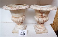 Pair of Cast Iron Garden Urns