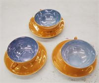 3 cups and saucers oriental Pottery