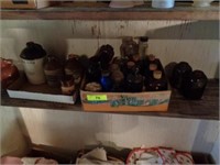 Old snuff jars, stoneware items