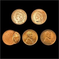 (5) Varied US Cents (1896, 1906, 1920, 1934-D)