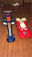 Tonka red race car and Fisher Price # 3 dragster,