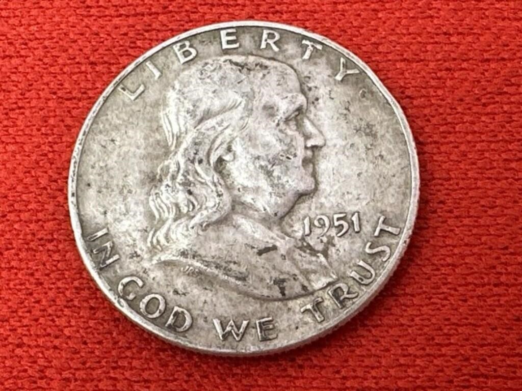 1951-D Franklin Silver Half Dollar