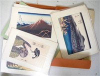 Collection unframed Japanese woodblock prints