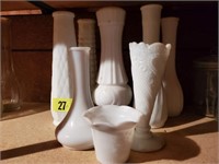 Milk glass vases