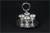 Vintage Silver Plated Egg Cups & Stand