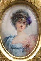 Regnol Miniature Portrait of Woman w/ Flowers