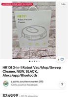 HR101 3-in-1 Robot Vac/Mop/Sweep Cleaner