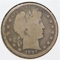 1897 Barber half dollar, 90% Silver, nice coin.