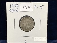1896 Can Silver Ten Cent Piece  F15  OBV 6
