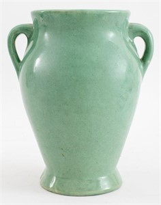 Celadon Glazed Ceramic Two Handled Vase