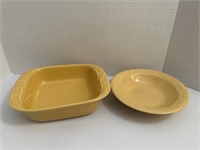 Yellow Longaberger 8” x 8” and pasta bowl