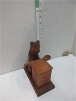 hand carved Bear w/wooden spoon, box