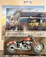 (4) Motorcycle Tin Signs