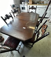 Table With 6 Padded Chairs