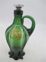GILT DECORATED DECANTER WITH STERLING STOPPER
