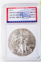Coin 2015 United States Silver Eagle IGS MS70