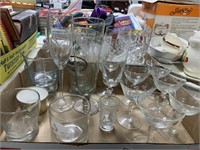 2 Trays Of Glasses And Dishes