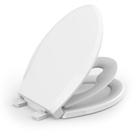 Elongated Toilet Seat with Toddler Seat Built In,