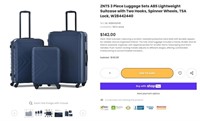 E6646 3 Piece Luggage Sets ABS W/ TSA Lock Navy