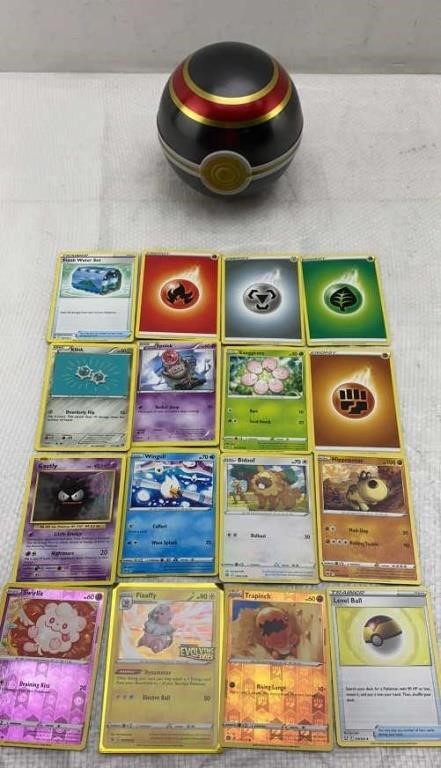 Pokemon ball and cards