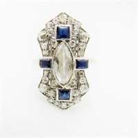 Antique Platinum Diamond & Sapphire Ring 5.5 Gr TW