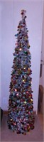 Pre-lit pop-up tinsel garland Christmas tree with